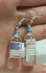 Evian bottle earrings