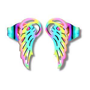 Rainbow Wings Stud Earrings