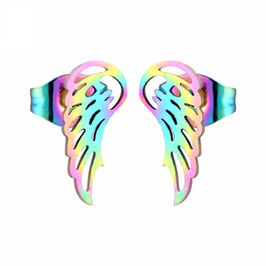 Rainbow Wings Stud Earrings